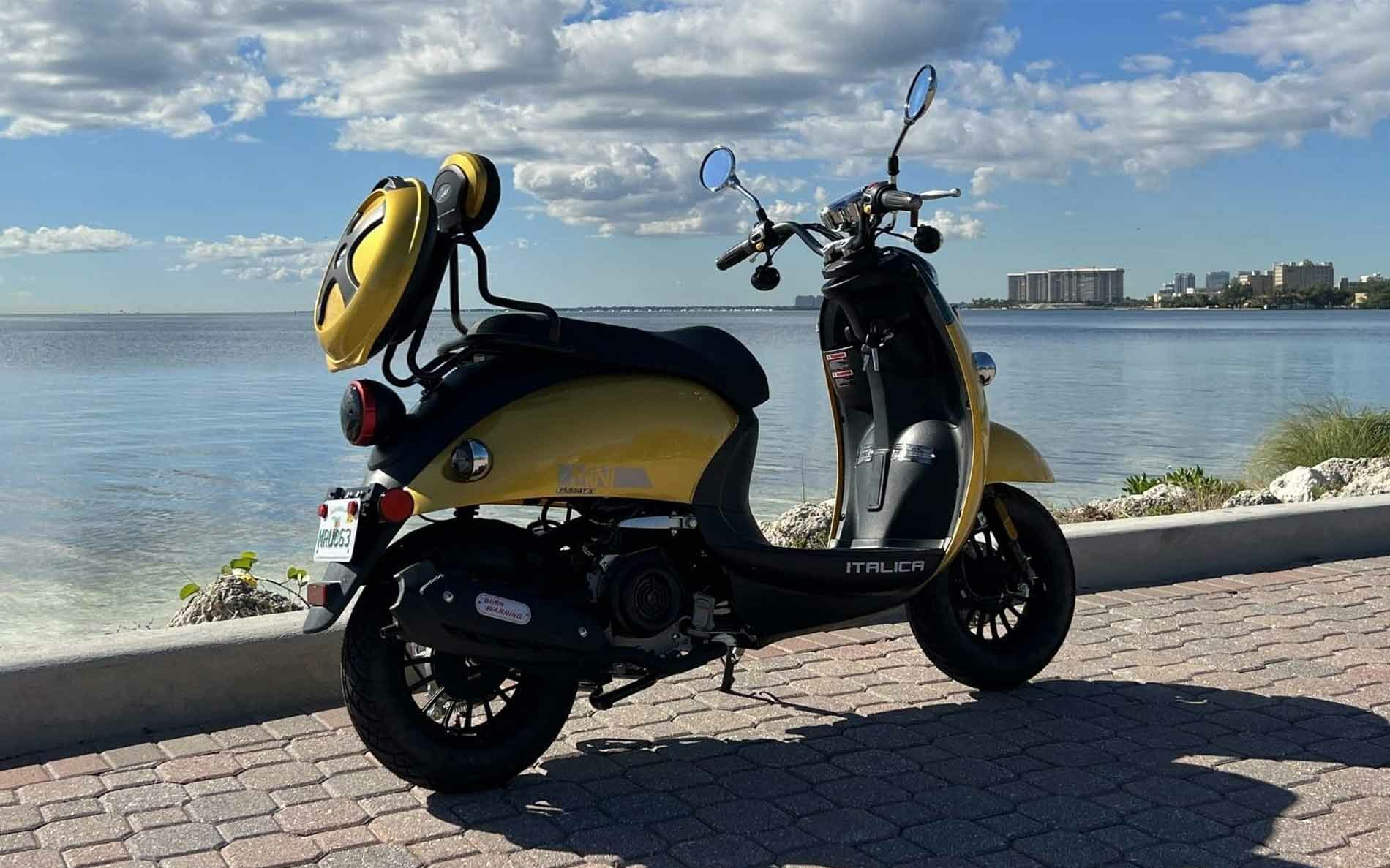italica-mini-50cc-yellow-scooter-rental-back-right